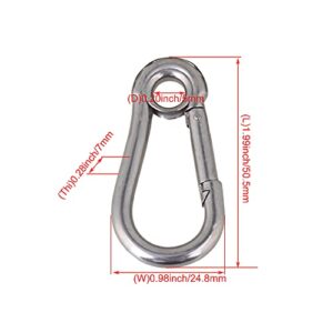 CNBTR 50mm Silver M5 Spring 304 Stainless Steel Snap Hook Eyelet Link Pack of 5