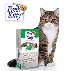 10 count fresh kitty durable litter box liners, easy clean up elastic jumbo sifting litter pan box liners, bags for pet cats
