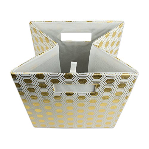 DII Collapsible Polyester Storage Cube, Honeycomb, Gold, Small