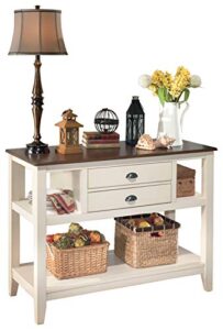 signature design by ashley whitesburg cottage dining room server with 2 storage, brown & white
