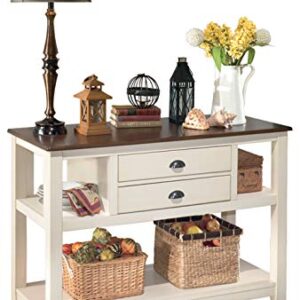 Signature Design by Ashley Whitesburg Cottage Dining Room Server with 2 Storage, Brown & White