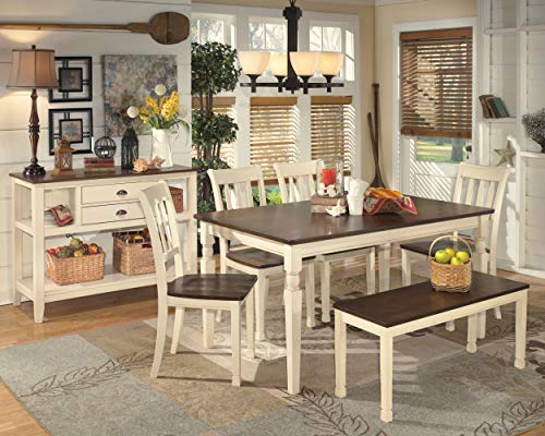 Signature Design by Ashley Whitesburg Cottage Dining Room Server with 2 Storage, Brown & White