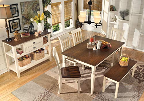 Signature Design by Ashley Whitesburg Cottage Dining Room Server with 2 Storage, Brown & White