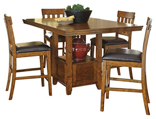 Signature Design by Ashley Ralene Traditional 36" Counter Height Dining Room Extension Table, Medium Brown