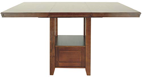 Signature Design by Ashley Ralene Traditional 36" Counter Height Dining Room Extension Table, Medium Brown
