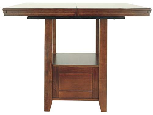 Signature Design by Ashley Ralene Traditional 36" Counter Height Dining Room Extension Table, Medium Brown