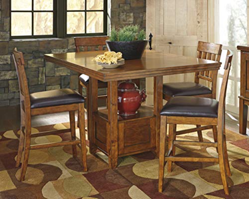 Signature Design by Ashley Ralene Traditional 36" Counter Height Dining Room Extension Table, Medium Brown