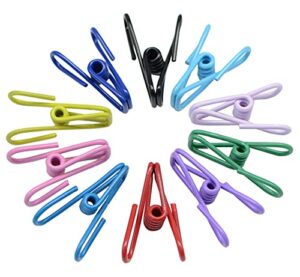 chip clips, 30 pcs 2 inch 10 different random colors utility metal clips pvc-coated high elasticity good persistence for clothespins paper clips food clips bag clips clothes pins(mixed colors 30pcs)