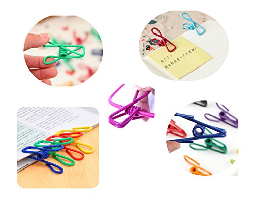 Chip Clips, 30 Pcs 2 Inch 10 Different Random Colors Utility Metal Clips PVC-Coated High Elasticity Good Persistence for Clothespins Paper Clips Food Clips Bag Clips Clothes Pins(Mixed Colors 30pcs)