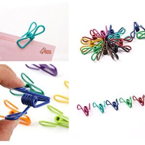 Chip Clips, 30 Pcs 2 Inch 10 Different Random Colors Utility Metal Clips PVC-Coated High Elasticity Good Persistence for Clothespins Paper Clips Food Clips Bag Clips Clothes Pins(Mixed Colors 30pcs)