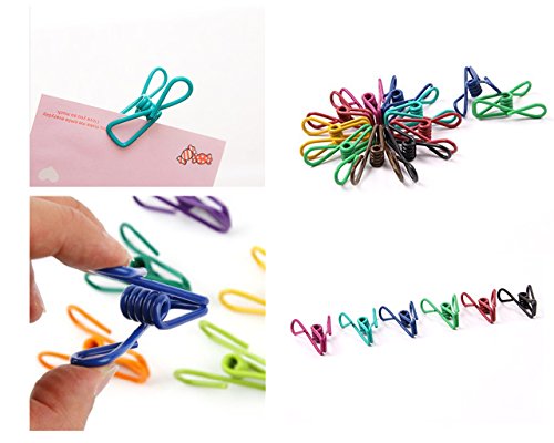 Chip Clips, 30 Pcs 2 Inch 10 Different Random Colors Utility Metal Clips PVC-Coated High Elasticity Good Persistence for Clothespins Paper Clips Food Clips Bag Clips Clothes Pins(Mixed Colors 30pcs)