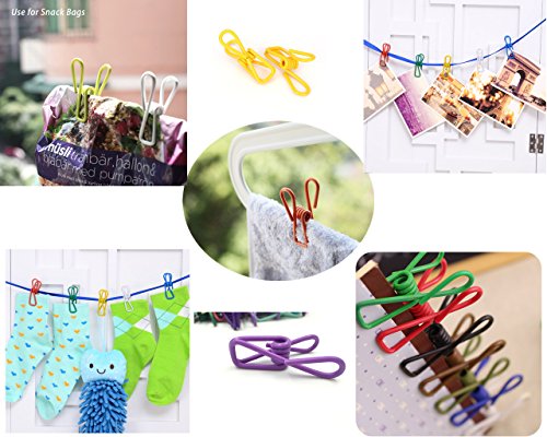 Chip Clips, 30 Pcs 2 Inch 10 Different Random Colors Utility Metal Clips PVC-Coated High Elasticity Good Persistence for Clothespins Paper Clips Food Clips Bag Clips Clothes Pins(Mixed Colors 30pcs)