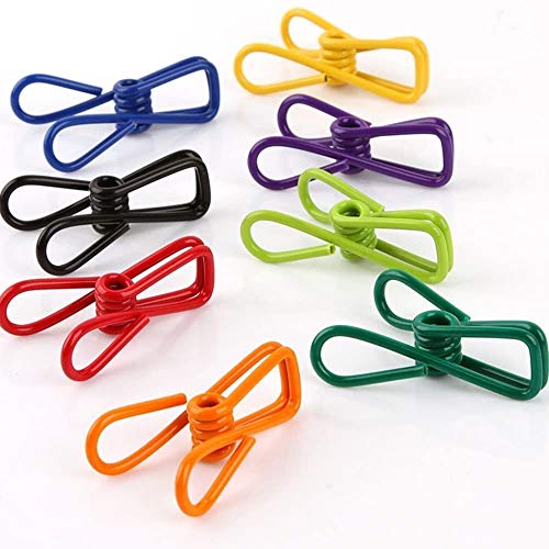 Chip Clips, 30 Pcs 2 Inch 10 Different Random Colors Utility Metal Clips PVC-Coated High Elasticity Good Persistence for Clothespins Paper Clips Food Clips Bag Clips Clothes Pins(Mixed Colors 30pcs)