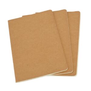 set of 3 kraft cover journals: 8.25x5.5 inches, 100gsm ivory pages, 30 sheets (60 pages), blank, diy-friendly, and versatile for daily use