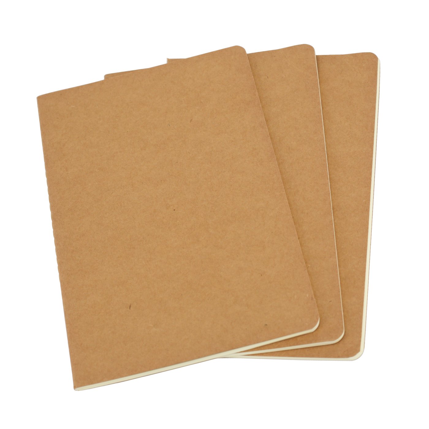 Set of 3 Kraft Cover Journals: 8.25x5.5 inches, 100gsm Ivory Pages, 30 Sheets (60 Pages), Blank, DIY-friendly, and Versatile for Daily Use