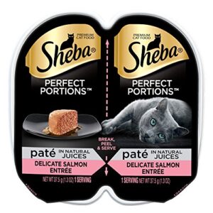 sheba perfect portions premium pate salmon entrée twin pack wet cat food, 1.3 ounce (pack of 2)