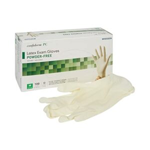 McKesson Confiderm PC Latex Exam Gloves - Powder-Free, Ambidextrous, Textured, Non-Sterile - Ivory, Size Medium, 100 Count, 1 Box