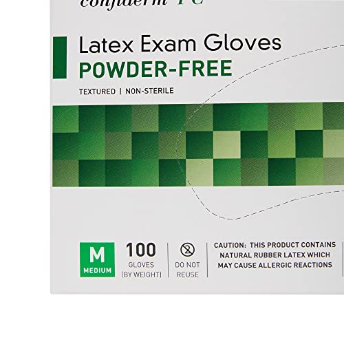 McKesson Confiderm PC Latex Exam Gloves - Powder-Free, Ambidextrous, Textured, Non-Sterile - Ivory, Size Medium, 100 Count, 1 Box