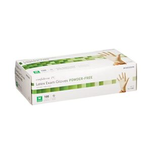 McKesson Confiderm PC Latex Exam Gloves - Powder-Free, Ambidextrous, Textured, Non-Sterile - Ivory, Size Medium, 100 Count, 1 Box