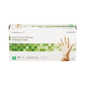 McKesson Confiderm PC Latex Exam Gloves - Powder-Free, Ambidextrous, Textured, Non-Sterile - Ivory, Size Medium, 100 Count, 1 Box