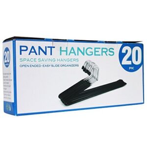 Jeronic Pant Hangers, 20 Pack Steel, Black, 20 Count