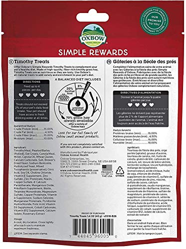 2 Pack Oxbow Animal Health Simple Rewards Timothy Treat for Pets (2 / 1.4 oz)