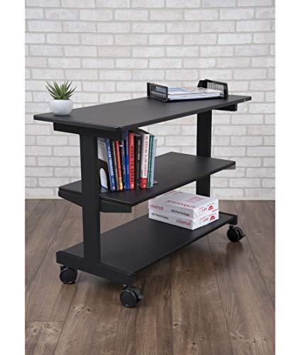 Stand Up Desk Store 3-Shelf Rolling Desk Return Side Desk Organizer and Bookcase on Wheels