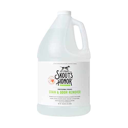 SKOUT'S HONOR: Professional Strength Stain and Odor Remover - Deodorize and Clean Pet Stains, Dog Crates, Carpets, Furniture and Other Water-Safe Surfaces - Laundry Safe - 128 fl oz