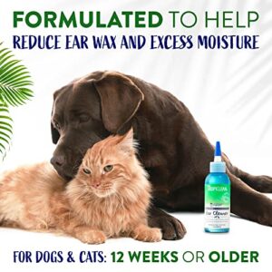 TropiClean Dual Action Ear Cleaner for Cats & Dogs | Vet Tested & Approved Ear Wash for Dogs | Pet Ear Wash Derived from Natural Ingredients | Made in the USA | 4 oz