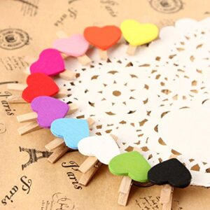 uxcell Card Photo Paper Love Heart Crafts Spring Pegs Mini Wooden Plastic Art Suppllies Multi-Purpose Clip 50pcs Pink