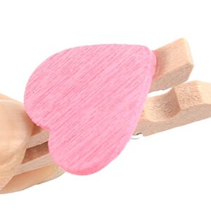 uxcell Card Photo Paper Love Heart Crafts Spring Pegs Mini Wooden Plastic Art Suppllies Multi-Purpose Clip 50pcs Pink