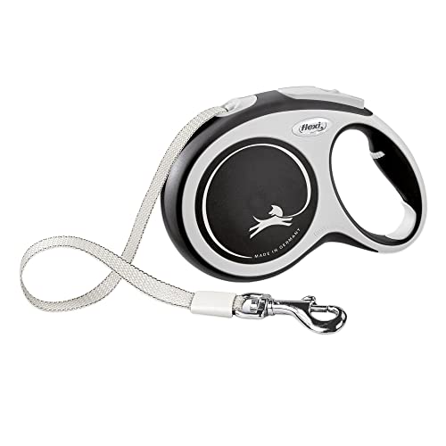 FLEXI New Comfort Retractable Dog Leash (Tape), for Dogs Up to 110lbs, 26 ft, Large, Grey/Black