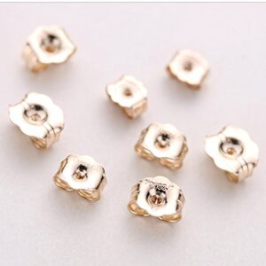 14K Gold Earring Backs - 4 Piece Replacement Earring Backs for Stud Ear Rings 2 Pairs