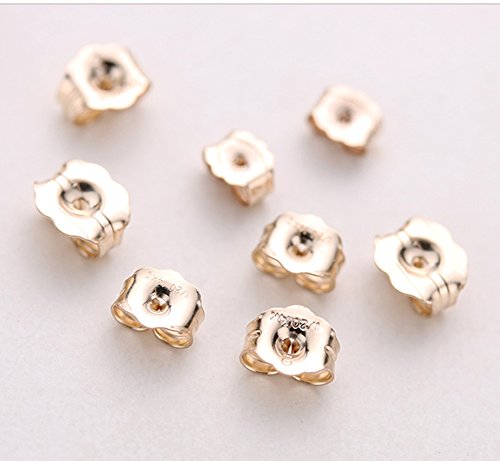 14K Gold Earring Backs - 4 Piece Replacement Earring Backs for Stud Ear Rings 2 Pairs