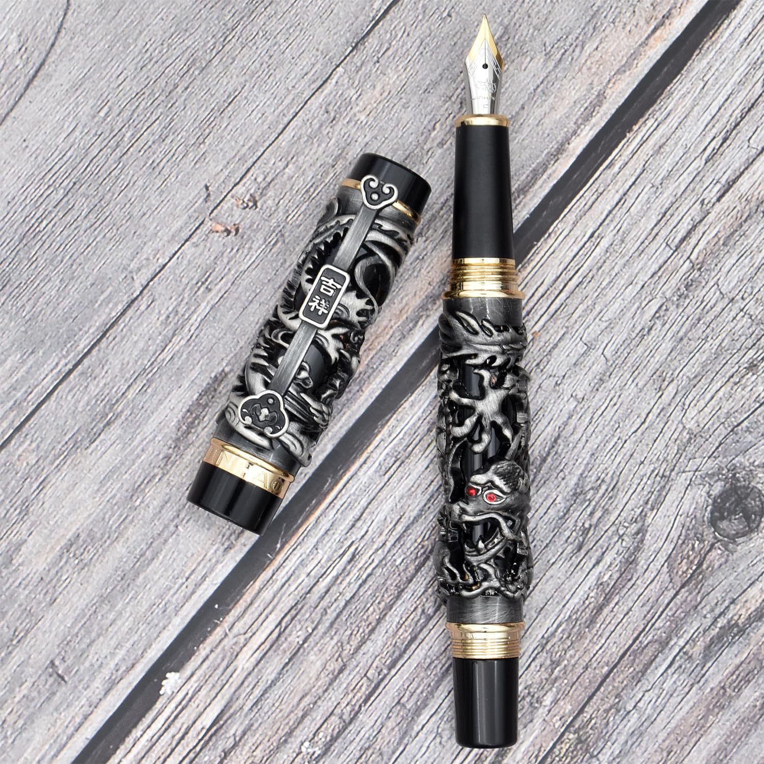 zoohot Fountain Pen Jinhao Chinese Dragon Heavy pen,Bronze