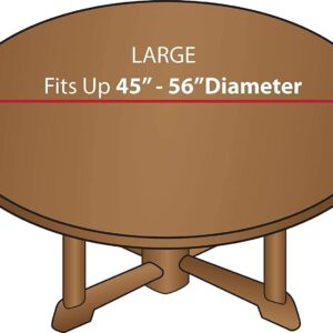 Covers For The Home Elastic Edged Flannel Backed Vinyl Fitted Table Cover - Multi-Color Geometric Pattern - Large Round - Fits Tables up to 45″ - 56” Diameter