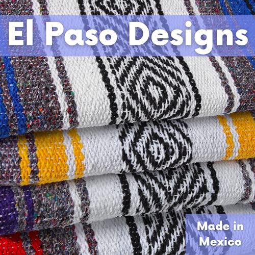 El Paso Designs Mexican Yoga Blanket | Colorful Falsa Serape | Park Blanket, Yoga Towel, Picnic, Beach Blanket, Patio Blanket, Soft Woven Saddle Blanket, Boho Home Décor (Beige)