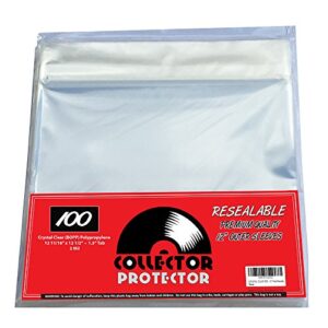 premium record sleeves for your 12" record covers. (100) crystal clear no haze outer record sleeves with resealable flap for complete protection of your album covers