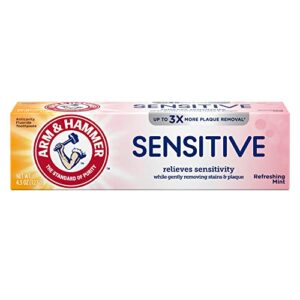 arm & hammer sensitive toothpaste, refreshing mint, relieves sensitivity, 4.5 ounce (pack of 12)