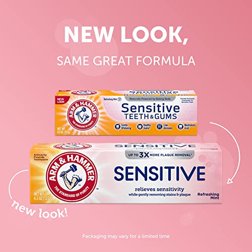 Arm & Hammer Sensitive Toothpaste, Refreshing Mint, Relieves Sensitivity, 4.5 Ounce (Pack of 12)