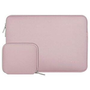 mosiso laptop sleeve compatible with macbook air/pro, 13-13.3 inch notebook, compatible with macbook pro 14 inch 2023-2021 a2779 m2 a2442 m1, neoprene bag with small case, baby pink