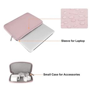 MOSISO Laptop Sleeve Compatible with MacBook Air/Pro, 13-13.3 inch Notebook, Compatible with MacBook Pro 14 inch 2023-2021 A2779 M2 A2442 M1, Neoprene Bag with Small Case, Baby Pink