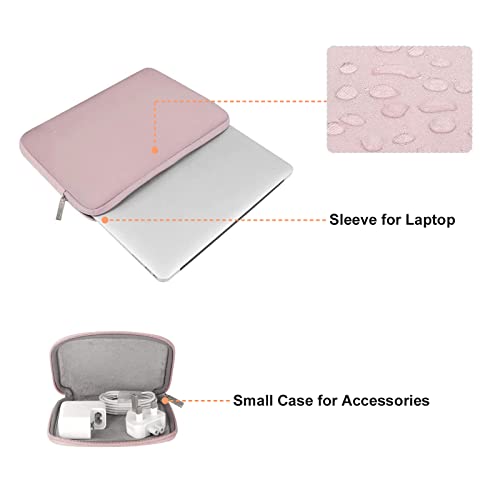 MOSISO Laptop Sleeve Compatible with MacBook Air/Pro, 13-13.3 inch Notebook, Compatible with MacBook Pro 14 inch 2023-2021 A2779 M2 A2442 M1, Neoprene Bag with Small Case, Baby Pink