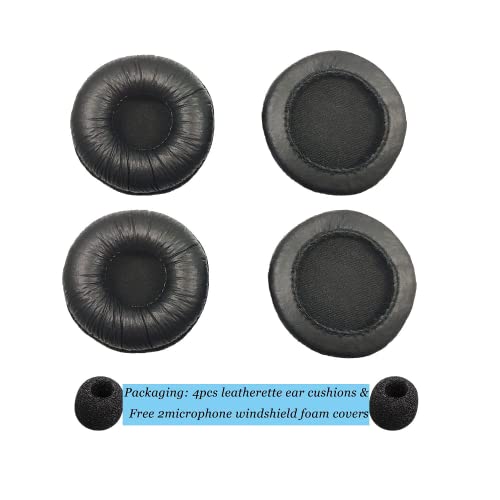 Bingle Ear Cushions Leatherette Spare Replacement for Plantronics Supra Plus Encore and Most Standard Size Office Telephone Headsets H251 H251N H261 H261N H351 H351N H361 H361N (4 Pack)(BEC-LTH4)