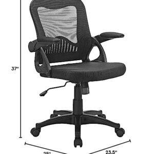 Modway Advance Mesh Ergonomic Computer Desk Office Chair in Black With Flip-Up Arms