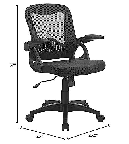 Modway Advance Mesh Ergonomic Computer Desk Office Chair in Black With Flip-Up Arms