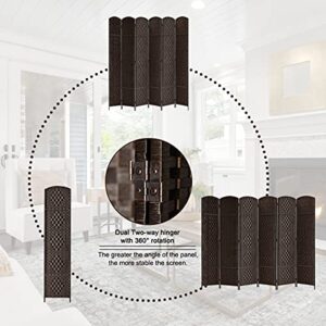 6 ft. Tall-Extra Wide-Diamond Weave Fiber Room Divider,Double Hinged,6 Panel Room Divider/Screen, Room Dividers and Folding Privacy Screens 6 Panel, Freestanding Room Dividers-Dark Mocha 6 Panel