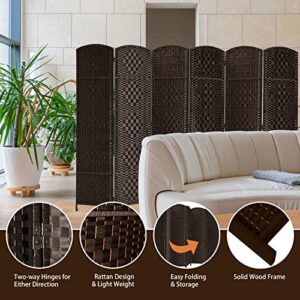 6 ft. Tall-Extra Wide-Diamond Weave Fiber Room Divider,Double Hinged,6 Panel Room Divider/Screen, Room Dividers and Folding Privacy Screens 6 Panel, Freestanding Room Dividers-Dark Mocha 6 Panel