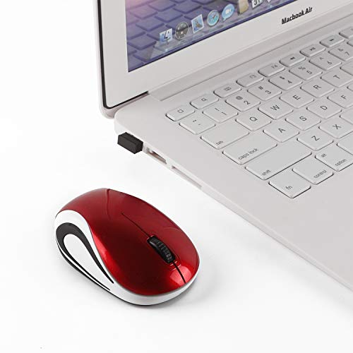 elec Space Mini Small Wireless Mouse for Kids Children 3-7 Years Old Child Size Optical Portable Mini Cordless Computer Mice with USB Receiver for Laptop Computer (Red)