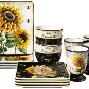 Certified International French Sunflower 16 pc. Dinnerware Set, Service for 4, Multicolored